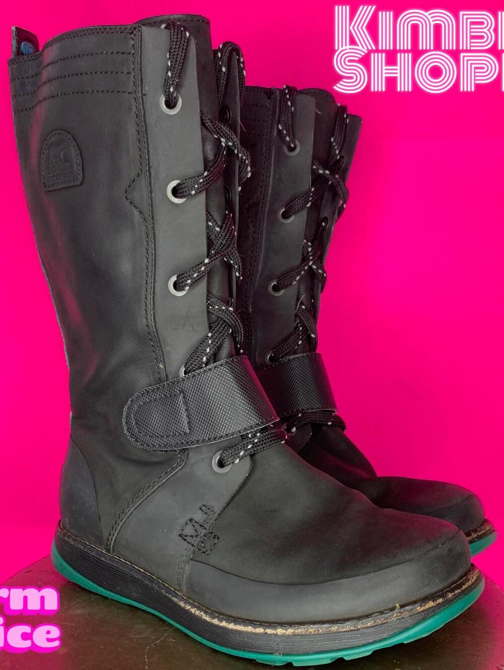 Sorel Liftline Black Leather Lace-Up Winter Boot US 7 UK 5.5 EU 38.5